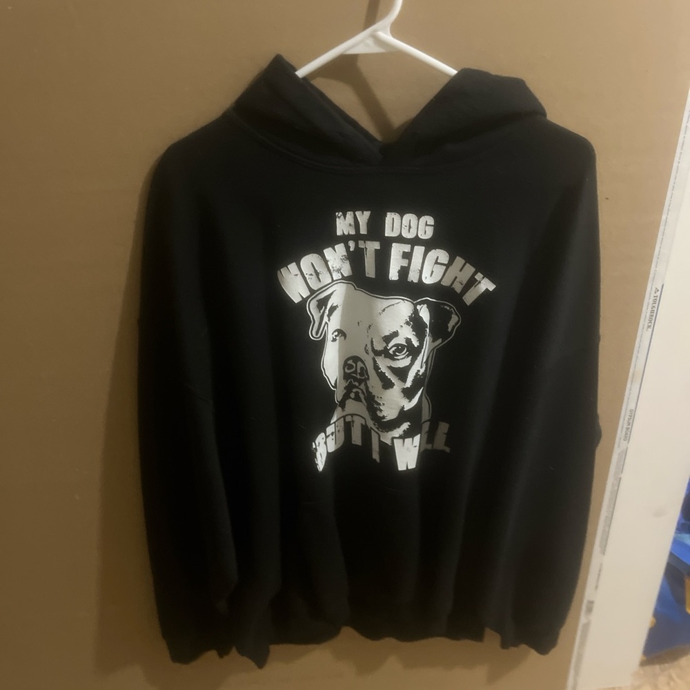 Black Hoodie with Dog Graphic